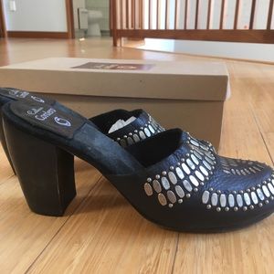 Colleen Cordero,black leather,metal stud,heel 3.75